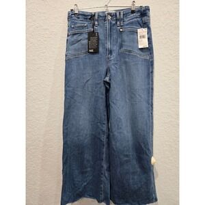 PAIGE Anessa Ankle Wide Leg Jeans Distressed Denim Size 30